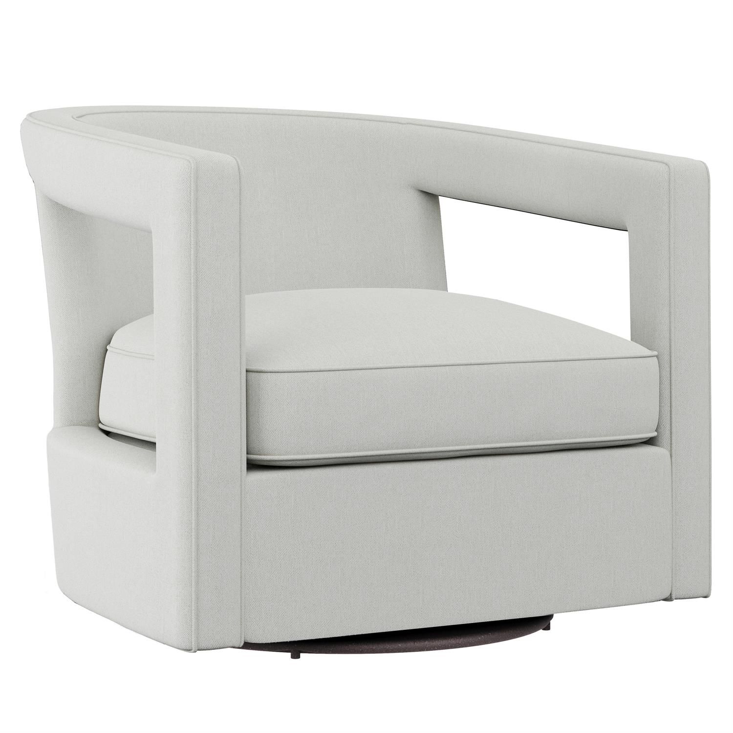Alan White Fabric Swivel Chair  W: 32.5 in   D: 33 in   H: 29 in