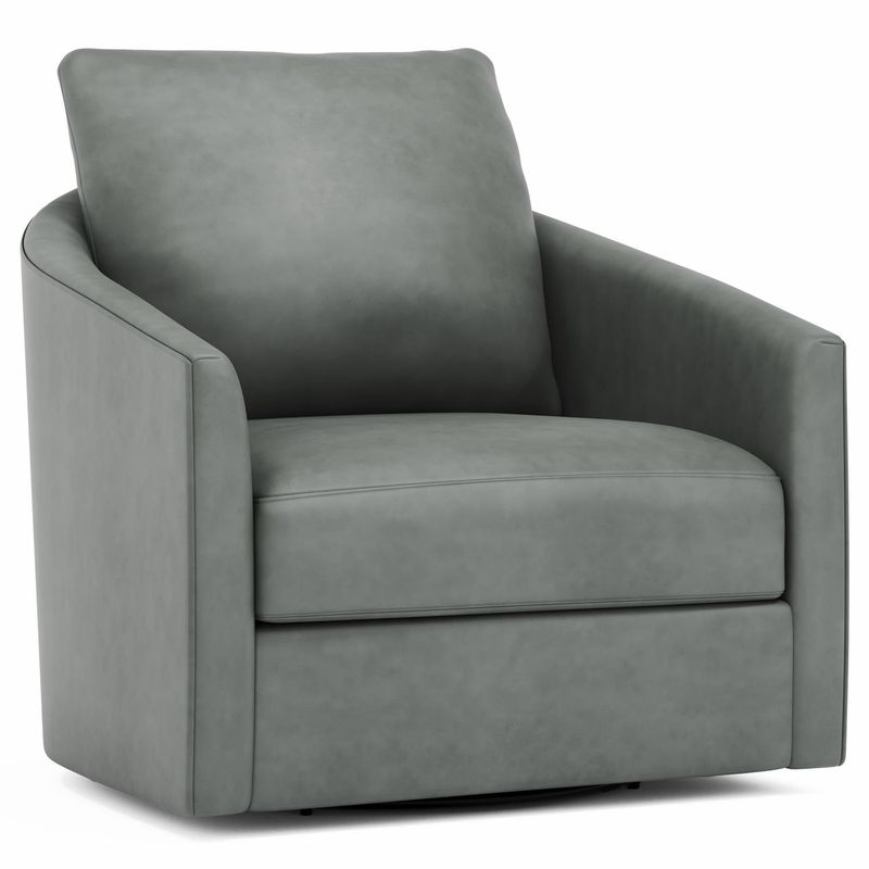 Ashley Cream Leather Swivel Chair W: 32 in   D: 37 in   H: 34 in