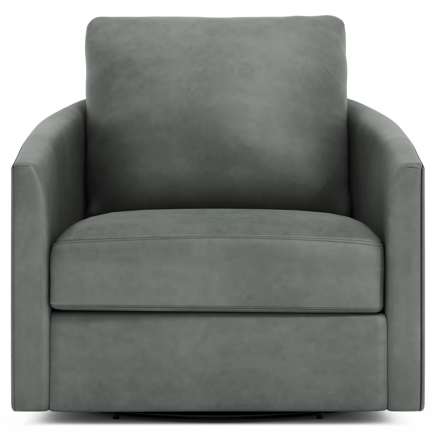 Ashley Cream Leather Swivel Chair W: 32 in   D: 37 in   H: 34 in