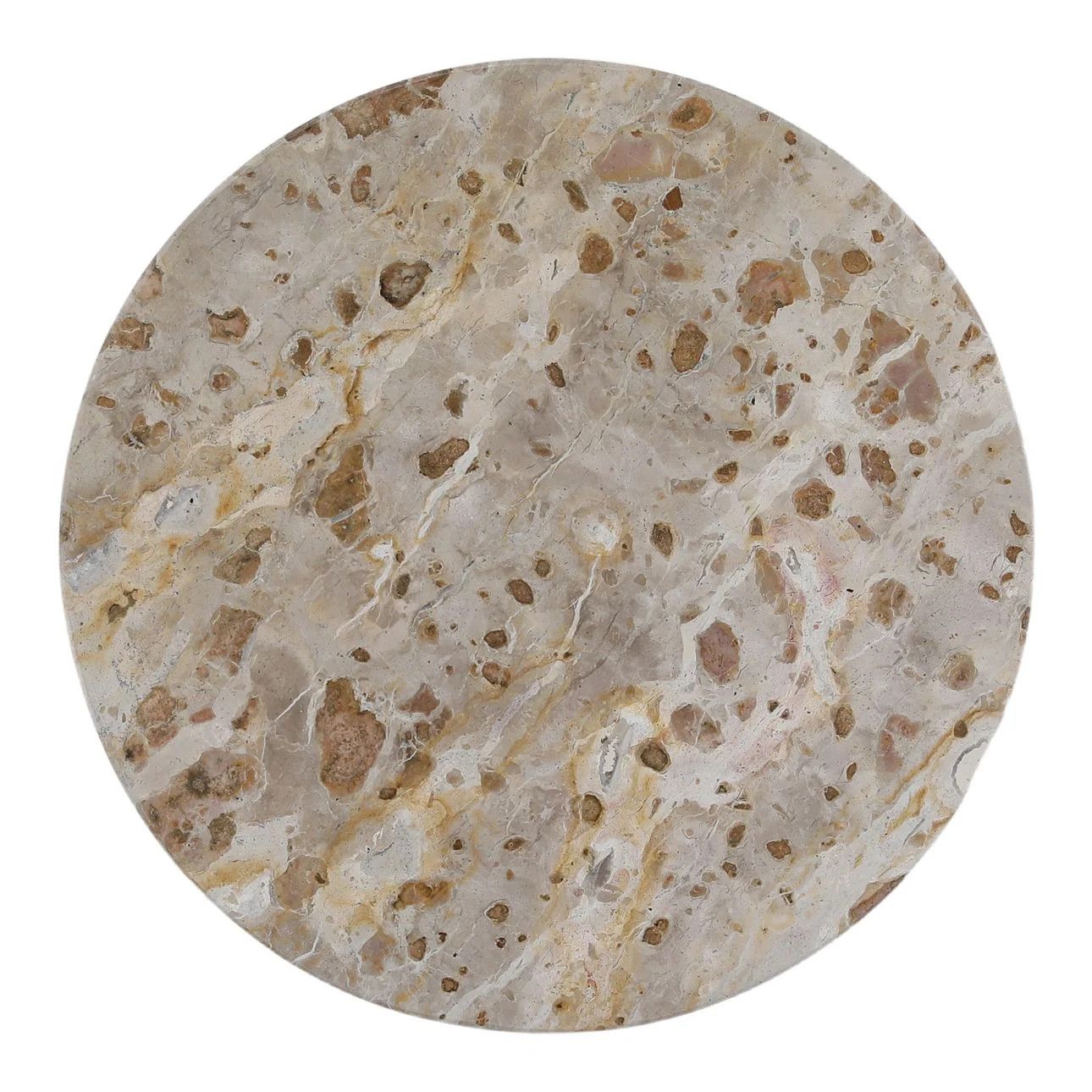 June Marble Side Table Finish: Beige and Brass  W15  Height: 22 in