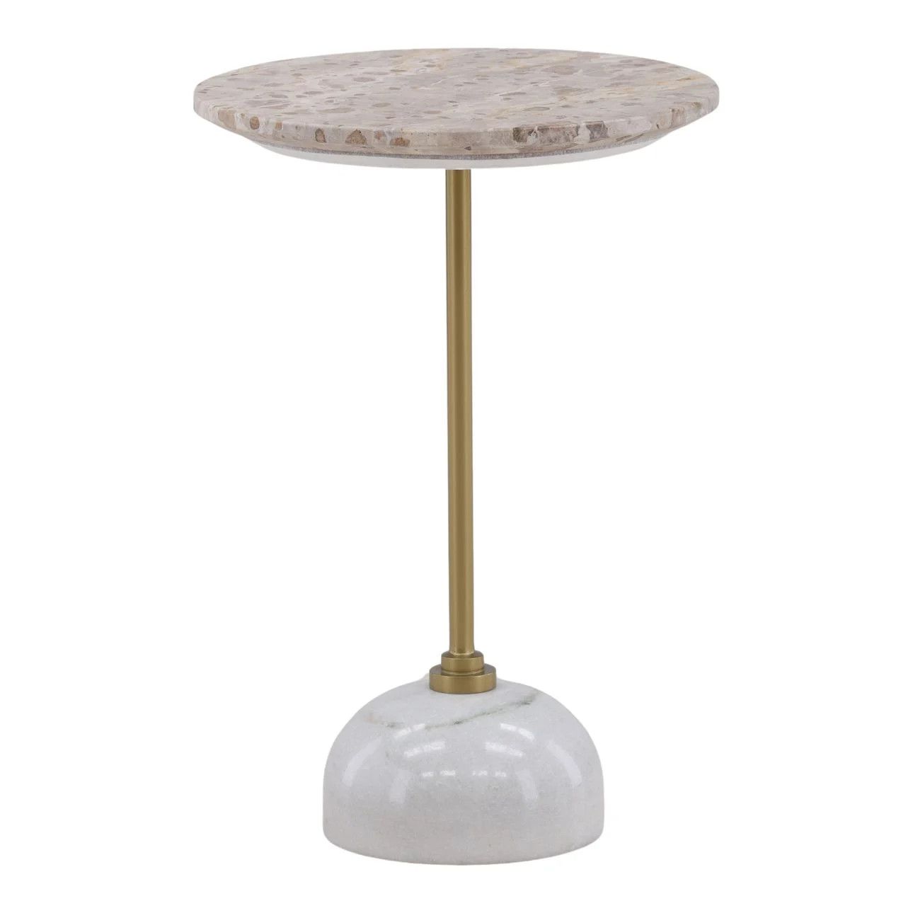 June Marble Side Table Finish: Beige and Brass  W15  Height: 22 in