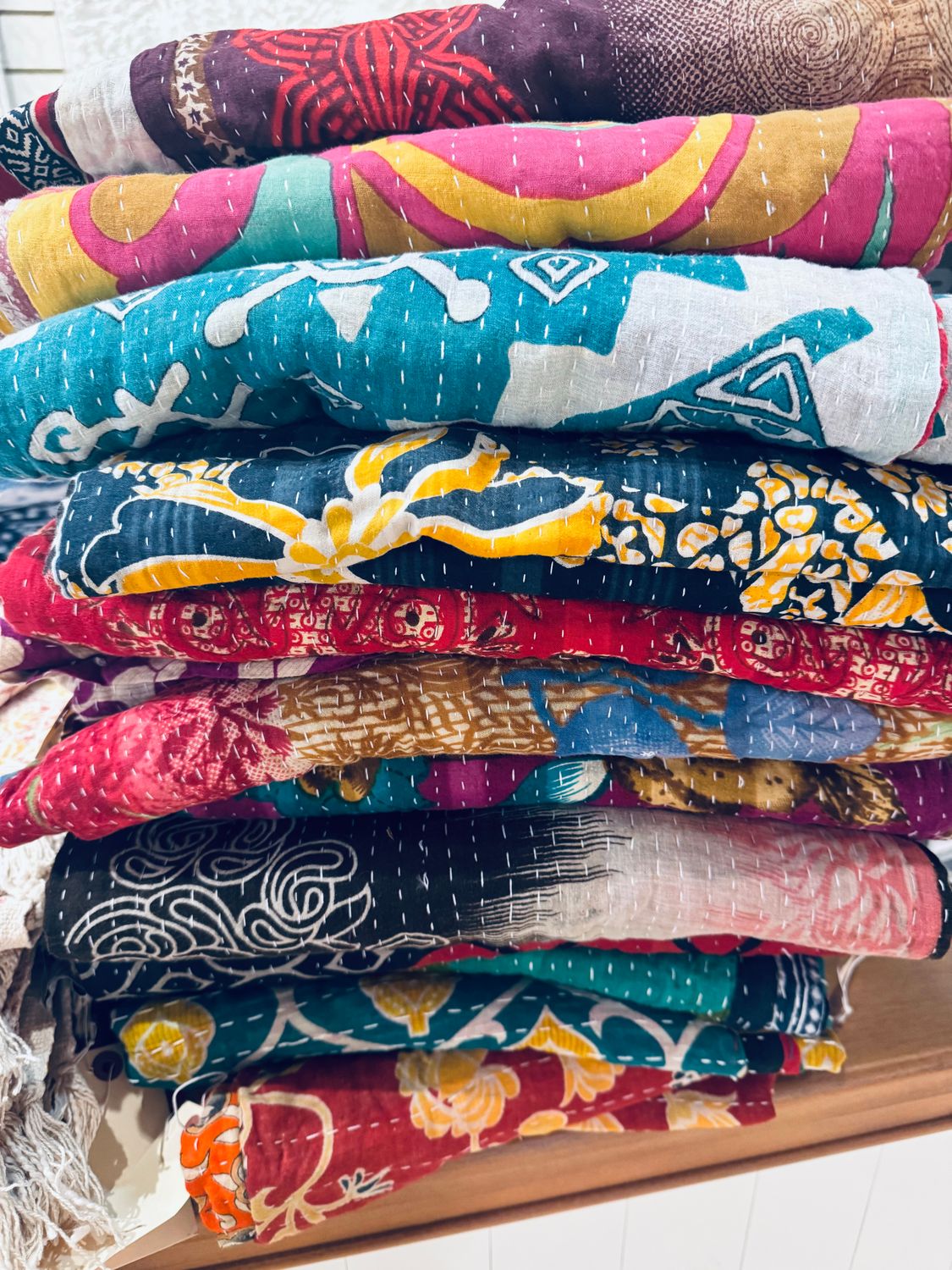 Vintage Kantha- Approx 36 - 40" x 79-80" Vintage Kantha- Approx 36 - 40" x 79-80"