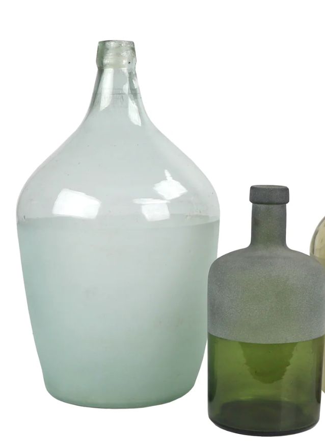 Vintage Half Frosted Wine bottle  Approx. 9&#39;&#39; dia x 15&#39;&#39; (Med)