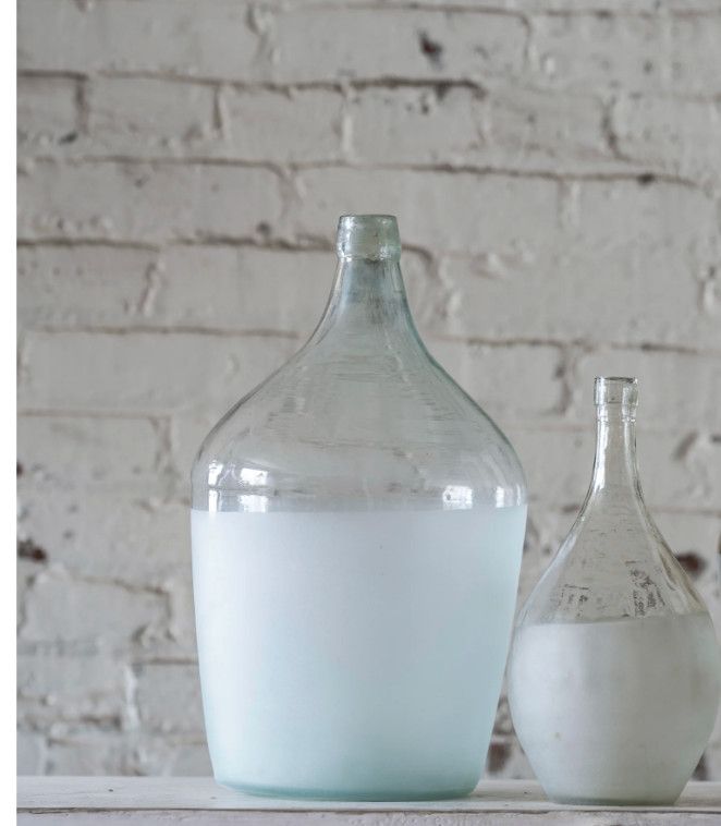 Vintage Half Frosted Wine bottle  Approx. 9&#39;&#39; dia x 15&#39;&#39; (Med)