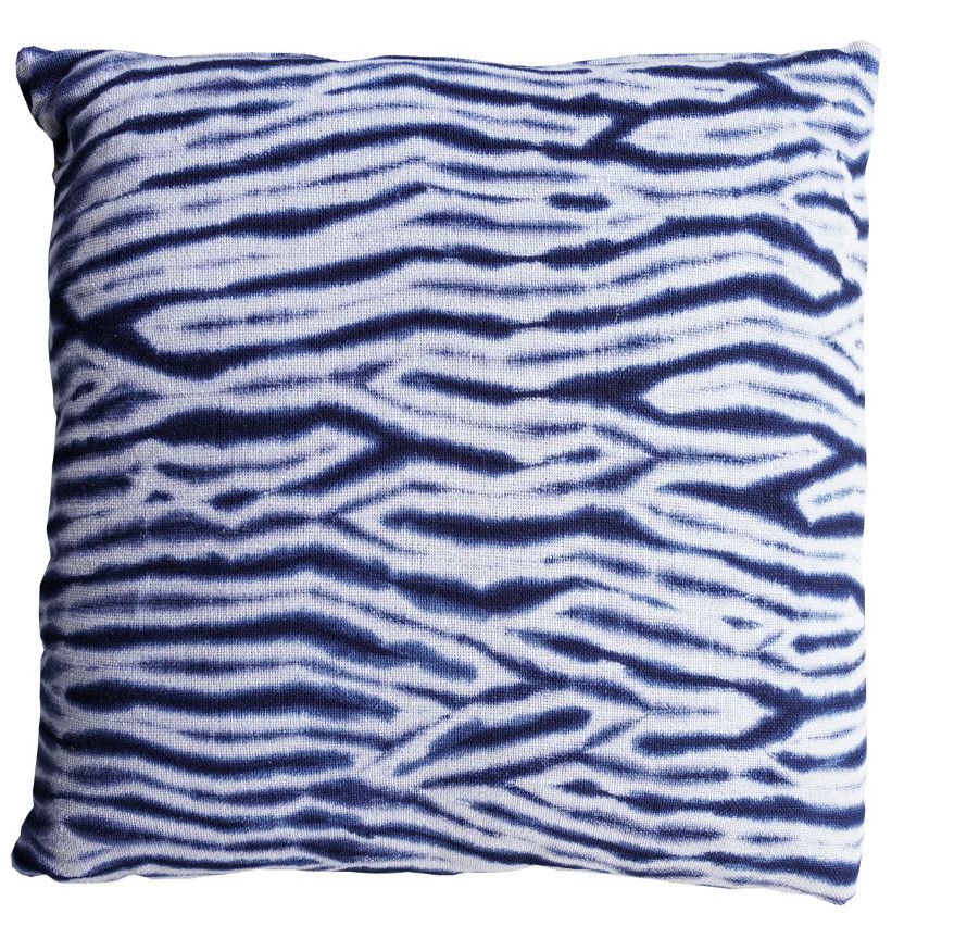 Indigo Shibori Style Slub Cotton Pillow w Zipper 24&#39; x 24&quot;