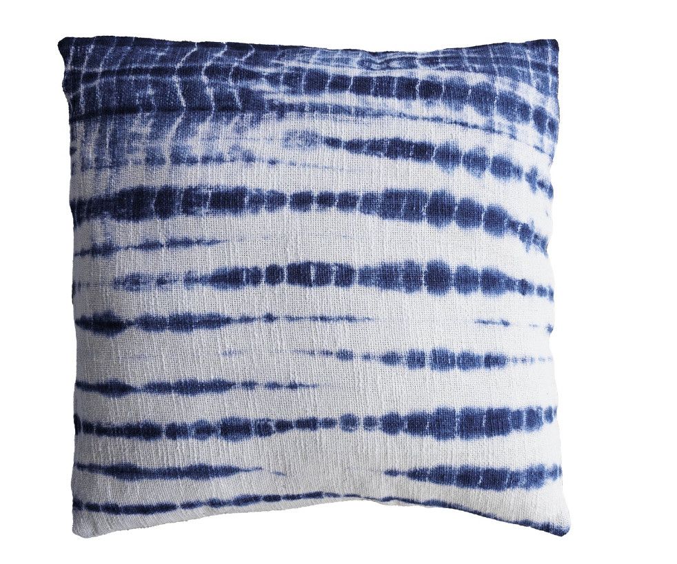Indigo Shibori Style Slub Cotton Pillow 24x24