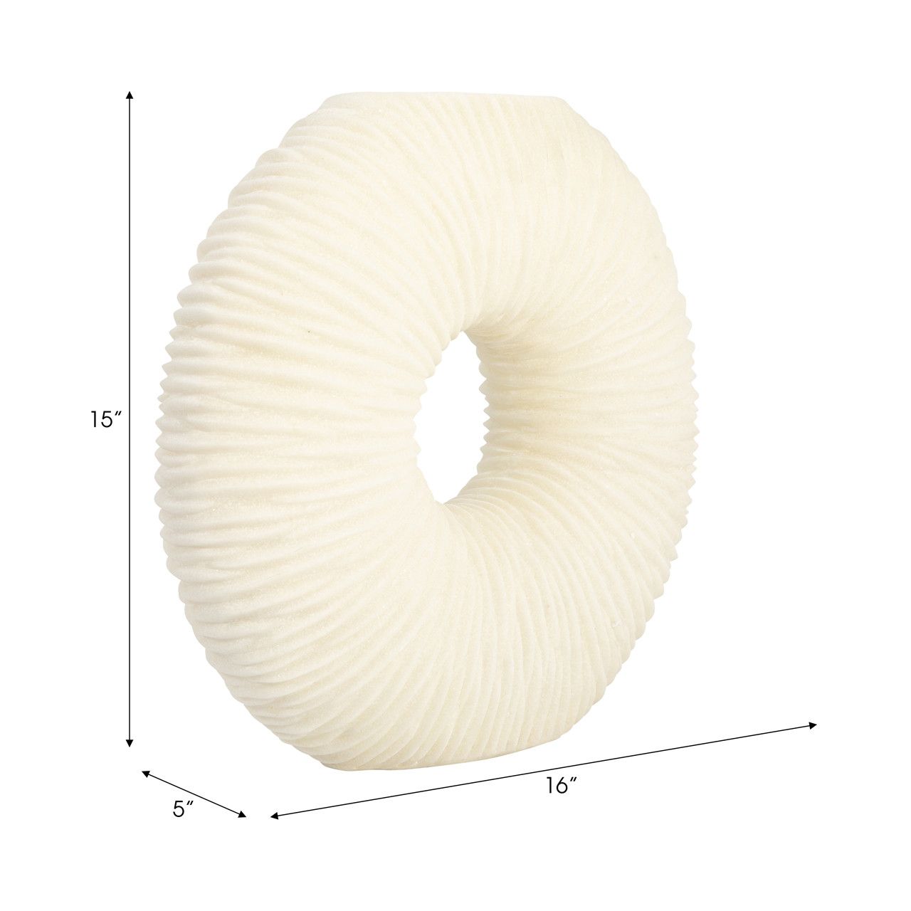 NATTY SMALL QUARTZ RESIN VASE, WHITE 16 x 5 x 15