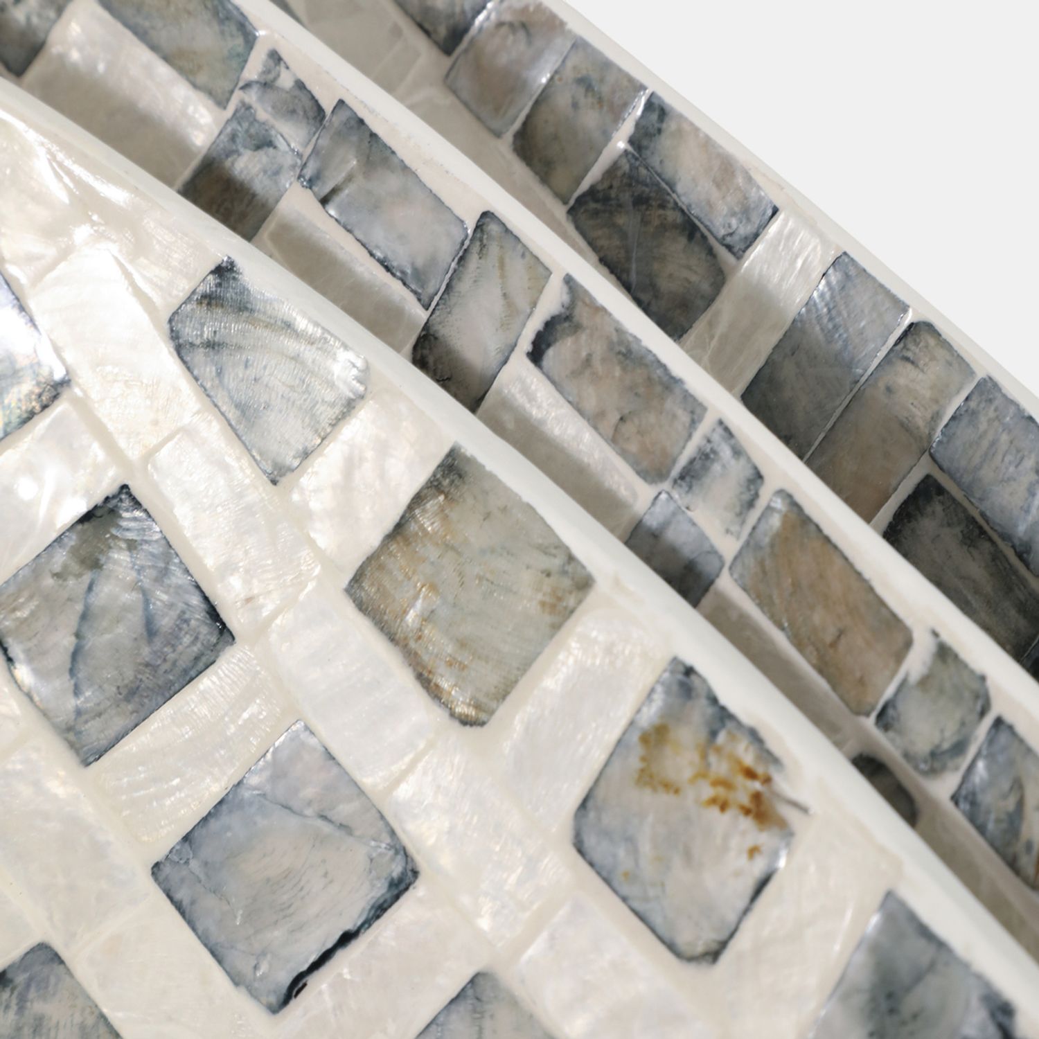 CAPIZ ASSORTED PLAID BOWLS, IVORY (SET OF 3)  22 x 11 x 4 (15/19/22&quot; )