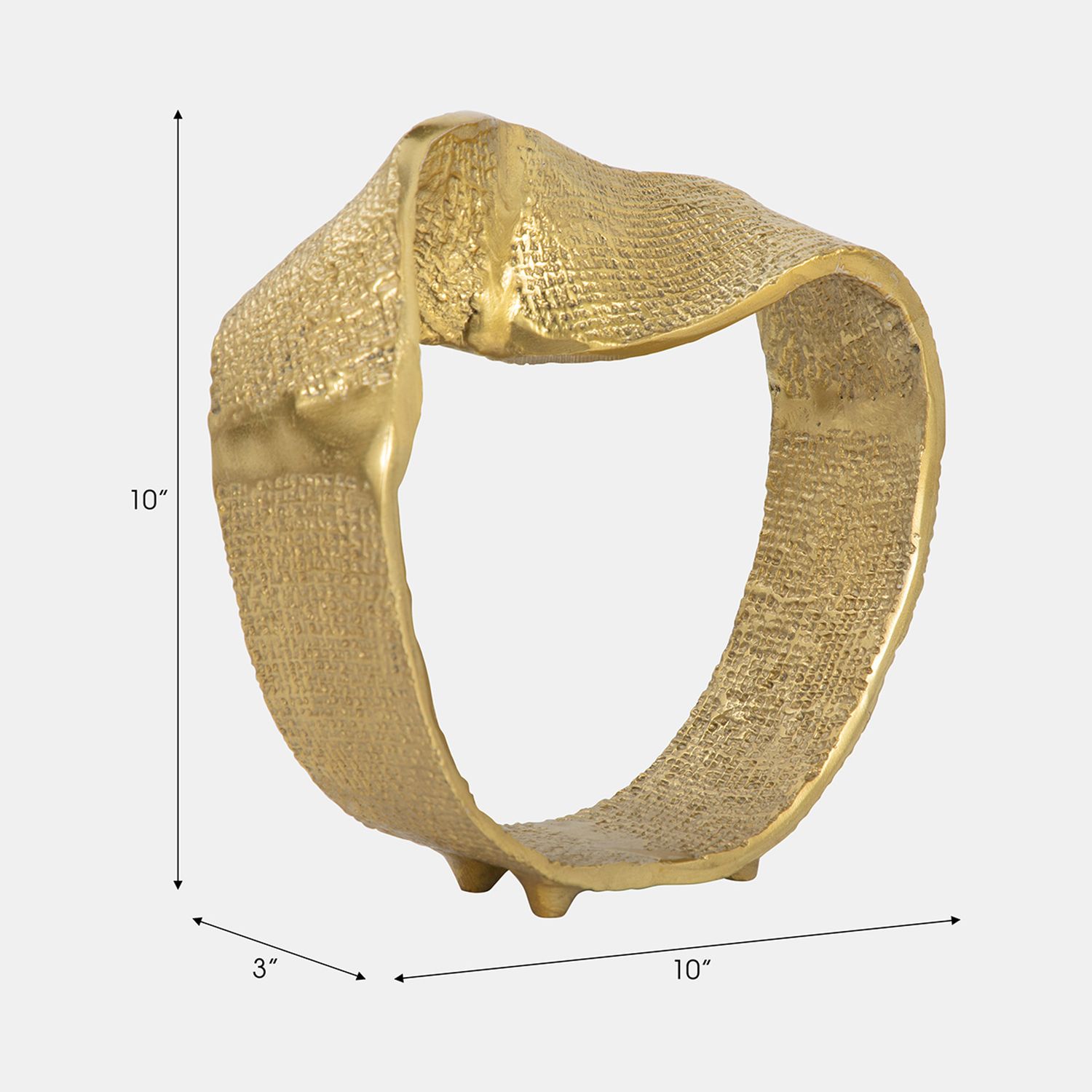 TWISTED HAMMERED RING, GOLD 	8 x 3 x 18