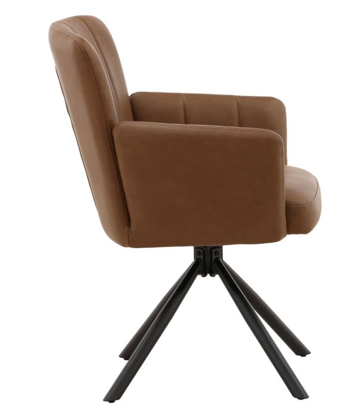 Cognac Swivel Tufted Dining Chair W: 23.5 in  D: 24.5 in  H: 33.5 in