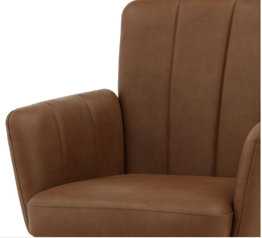 Cognac Swivel Tufted Dining Chair W: 23.5 in  D: 24.5 in  H: 33.5 in