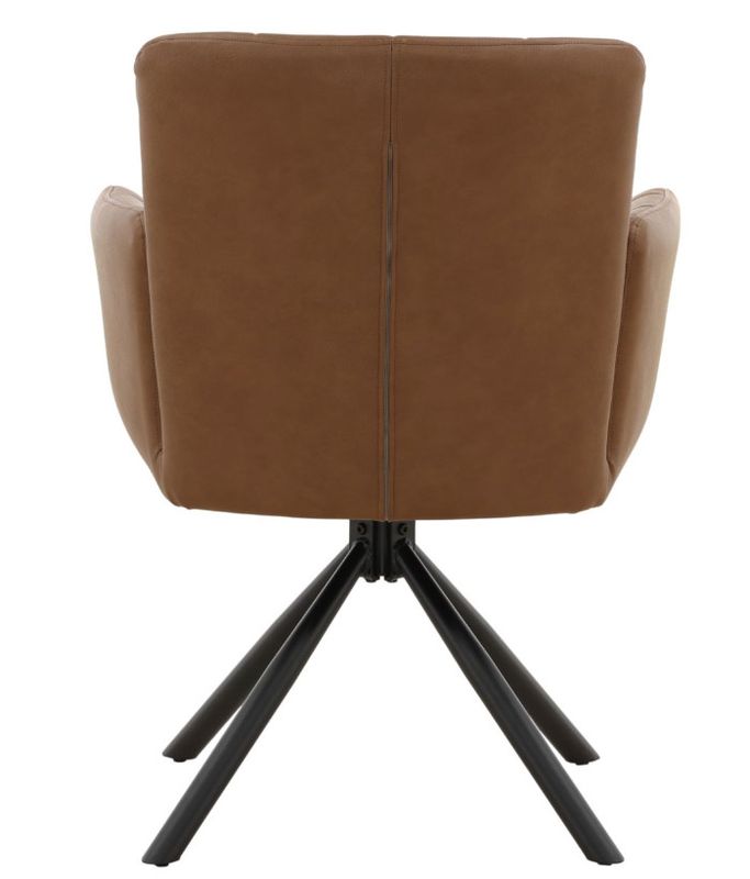 Cognac Swivel Tufted Dining Chair W: 23.5 in D: 24.5 in H: 33.5 in