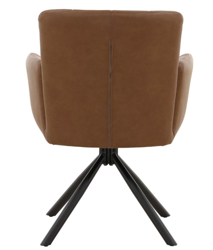 Cognac Swivel Tufted Dining Chair W: 23.5 in  D: 24.5 in  H: 33.5 in