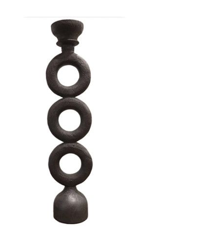 Black Wood Candle Stand Large  W: 5.5 in D: 5.5 in H: 23.5 in