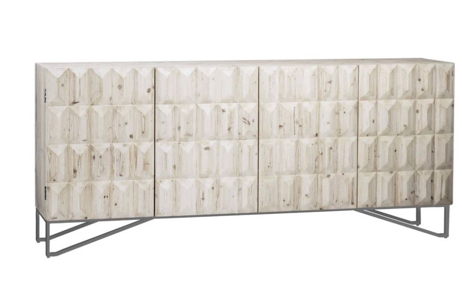 Marty White Washed Sideboard W: 84 D: 19 H: 37 Marty White Washed Sideboard W: 84 D: 19 H: 37