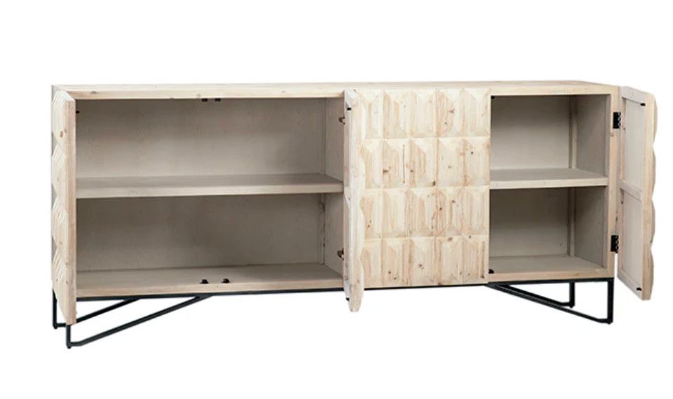 Marty White Washed Sideboard W: 84 D: 19 H: 37 Marty White Washed Sideboard W: 84 D: 19 H: 37