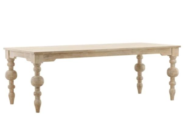 Ann White Washed Parson Dining Table W: 87 in D: 39 in H: 30 in