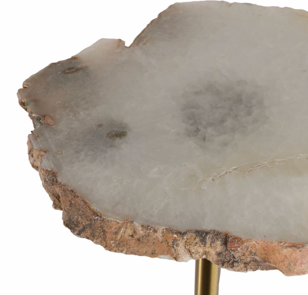 27" REYKUR TALL RAW AGATE TABLE, WHITE/GOLD 27" REYKUR TALL RAW AGATE TABLE, WHITE/GOLD