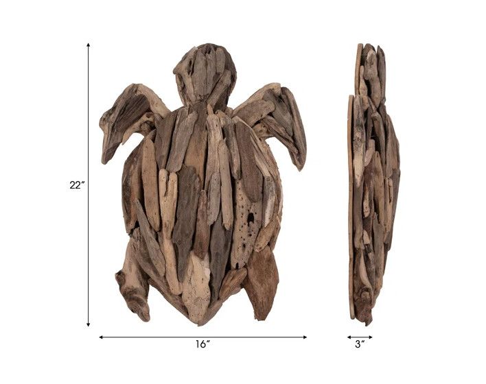 DRIFTWOOD, 12&quot;H TURTLE DECO, NATURAL
