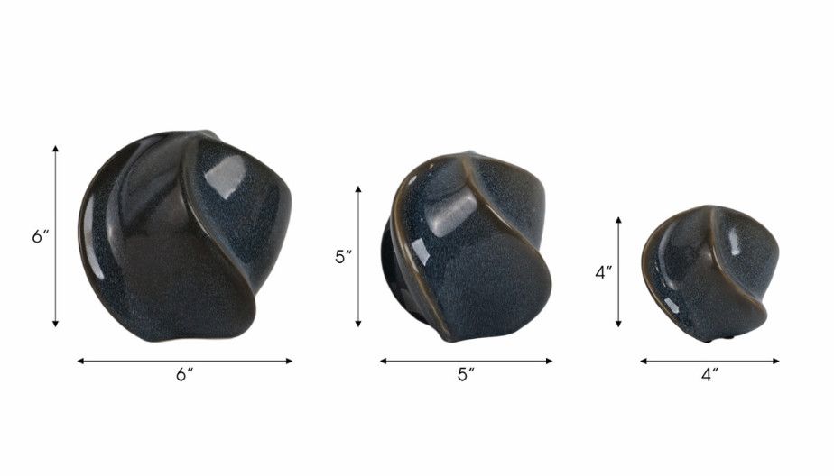 BLUE CERAMIC ORB BALLS - SET OF 3( 4"/5"/6") BLUE CERAMIC ORB BALLS - SET OF 3( 4"/5"/6")