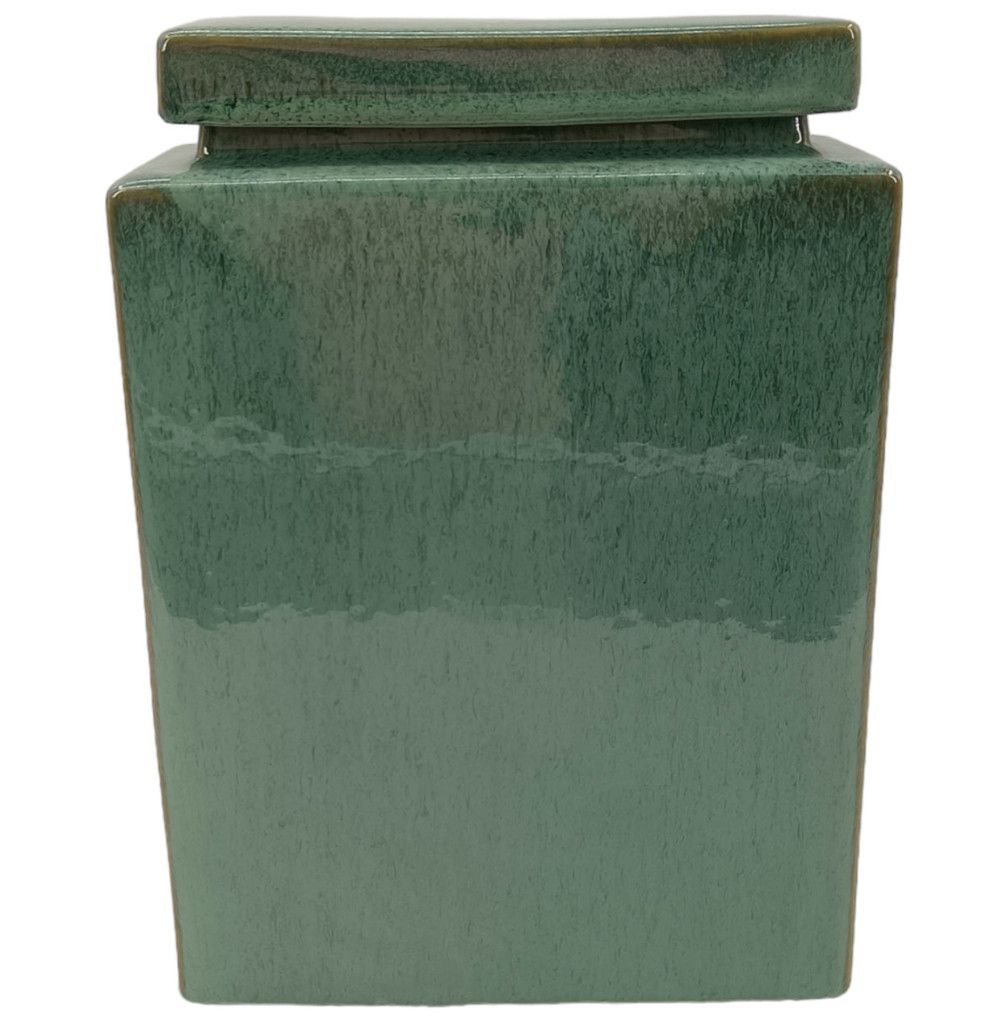SMALL TEAL RECTANGULAR CERAMIC CANISTER 10 x 5 x 13 SMALL TEAL RECTANGULAR CERAMIC CANISTER 10 x 5 x 13