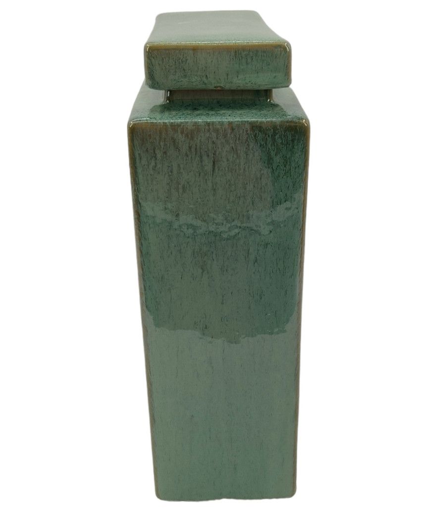 SMALL TEAL RECTANGULAR CERAMIC CANISTER 10 x 5 x 13 SMALL TEAL RECTANGULAR CERAMIC CANISTER 10 x 5 x 13