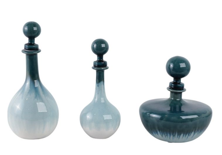 BLUE CERAMIC BOTTLE EACH 10/12/14&quot;