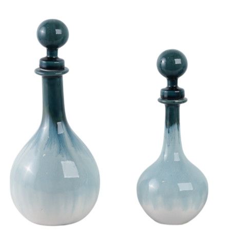 BLUE CERAMIC BOTTLE EACH 10/12/14&quot;