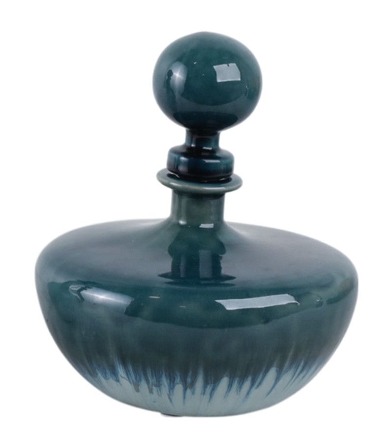 BLUE CERAMIC BOTTLE EACH 10/12/14&quot;