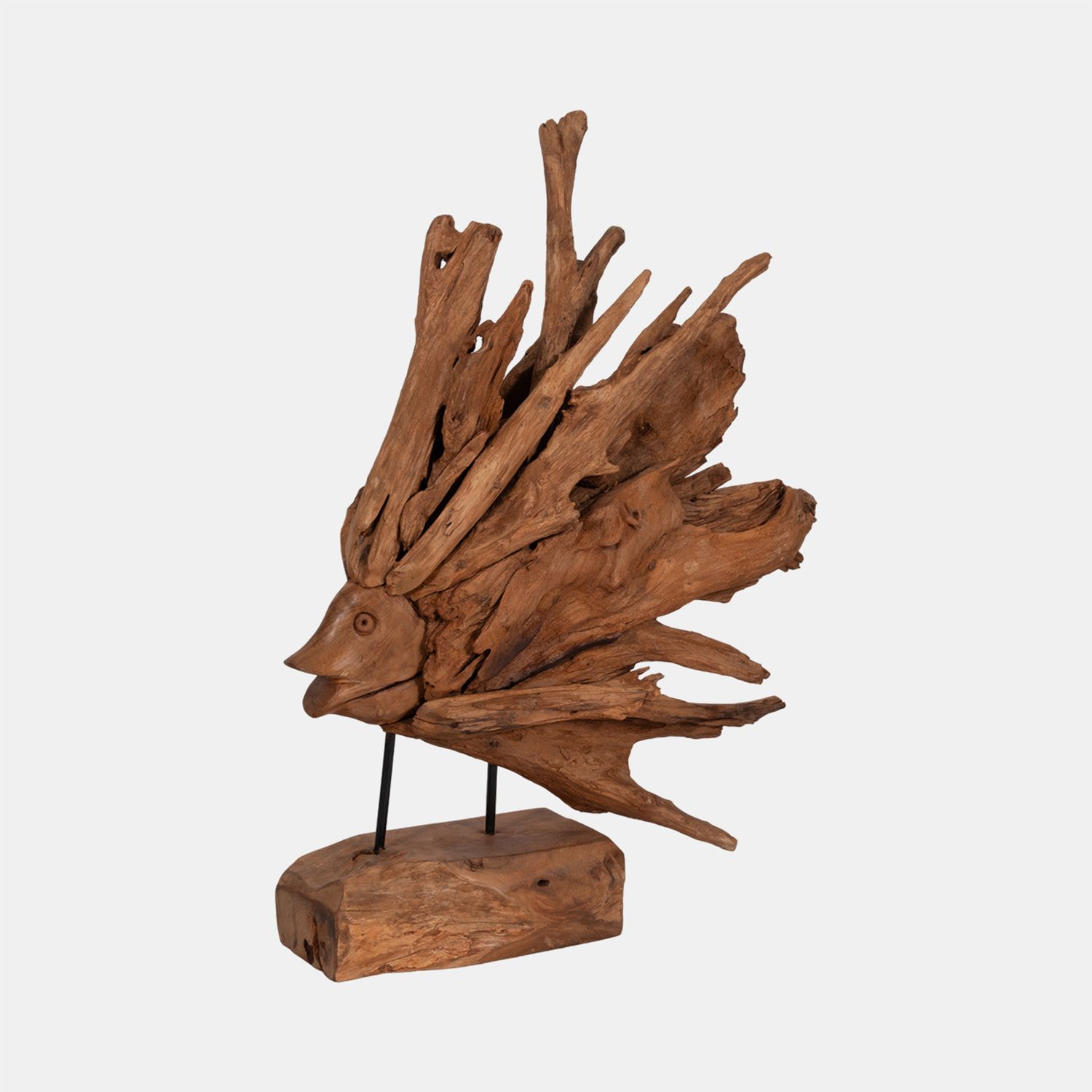 WOOD FISH ON STAND, LIGHT NATURAL TEAK 22 x 9 x 30 WOOD FISH ON STAND, LIGHT NATURAL TEAK 22 x 9 x 30