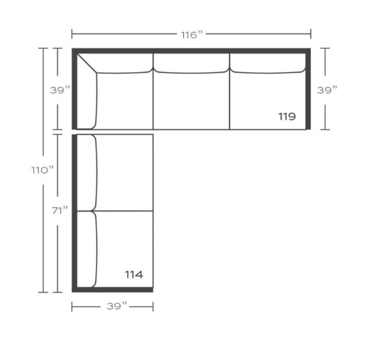 SYLVIE 2pc Sectional UPH KIDPROOF CRYPTON LATTE 110&quot; X 116&quot; 39&quot; D 35&quot; H