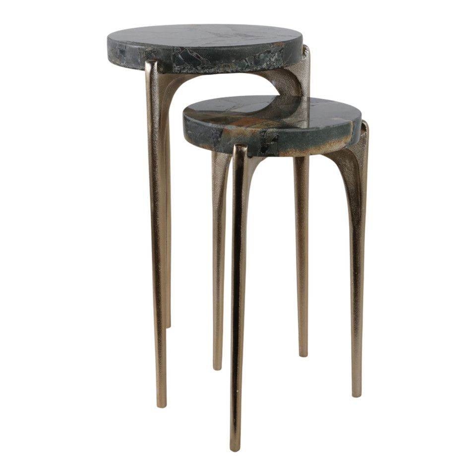 CANDO MALACHITE TOP ACCENT TABLE 13 x 13 x 23 +13 x 13 x 19&quot; H