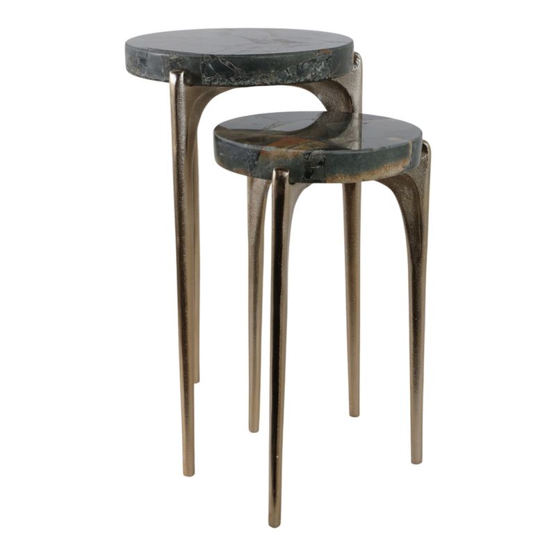 CANDO MALACHITE TOP ACCENT TABLE 13 x 13 x 23 +13 x 13 x 19&quot; H