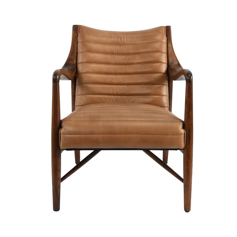 Ken Leather Club Chair Tan-27.5x32.5x33