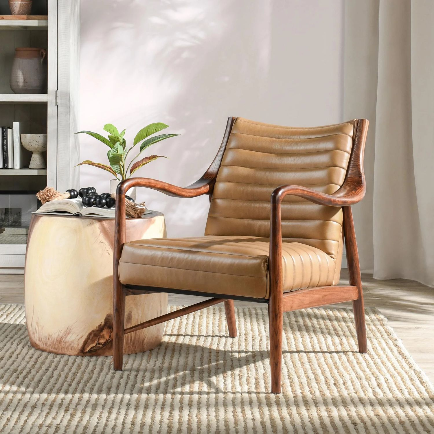 Ken Leather Club Chair Tan-27.5x32.5x33 Ken Leather Club Chair Tan-27.5x32.5x33
