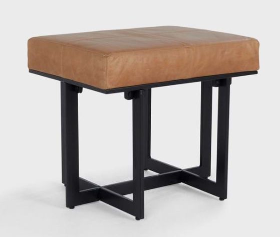 Stool-Chestnut Leather -20x16x18