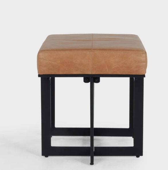 Stool-Chestnut Leather -20x16x18 Stool-Chestnut Leather -20x16x18