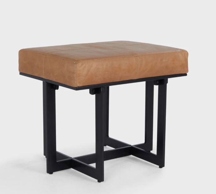 Stool-Chestnut Leather -20x16x18 Stool-Chestnut Leather -20x16x18