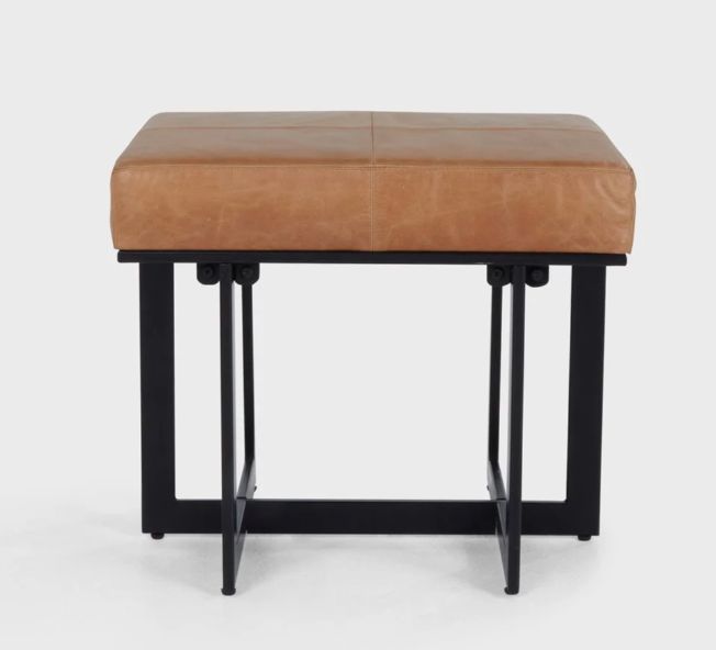 Stool-Chestnut Leather -20x16x18 Stool-Chestnut Leather -20x16x18