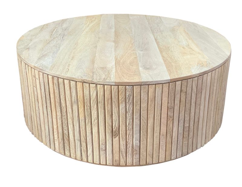 Round Reeded 38″ Coffee Table 38"L x 38"W x 18"H Round Reeded 38″ Coffee Table 38"L x 38"W x 18"H
