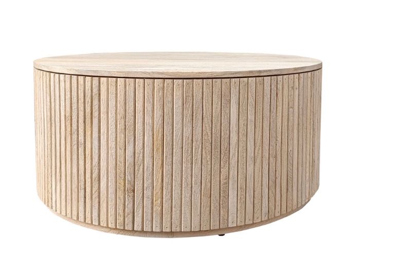 Round Reeded 38″ Coffee Table 38"L x 38"W x 18"H