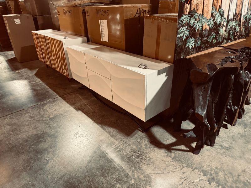 Wooden Modern Wave 63x15.75x27.5 Also in Solid white both w black base