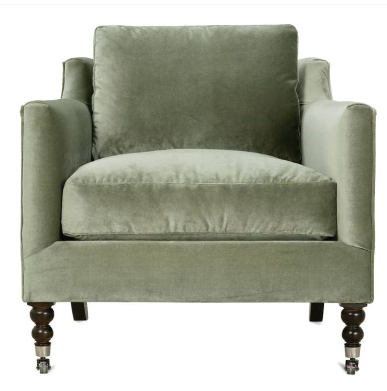 Quick Ship Madeline Chair - Antiqued Moss Velvet L33” D36” H32” Quick Ship Madeline Chair - Antiqued Moss Velvet L33” D36” H32”