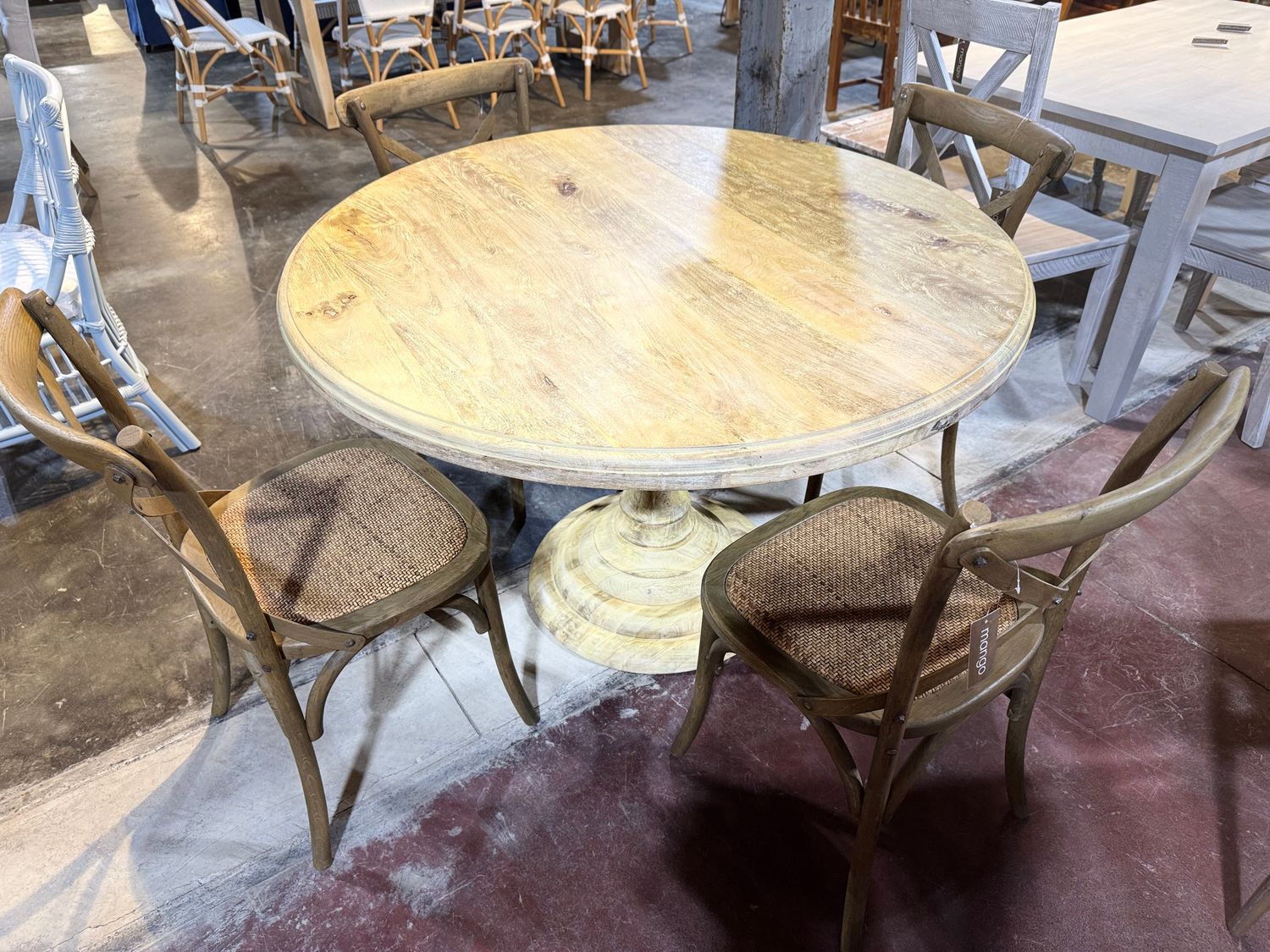Container Item Mango Round Dining Table 48"Dia 31.5" H Container Item Mango Round Dining Table 48"Dia 31.5" H