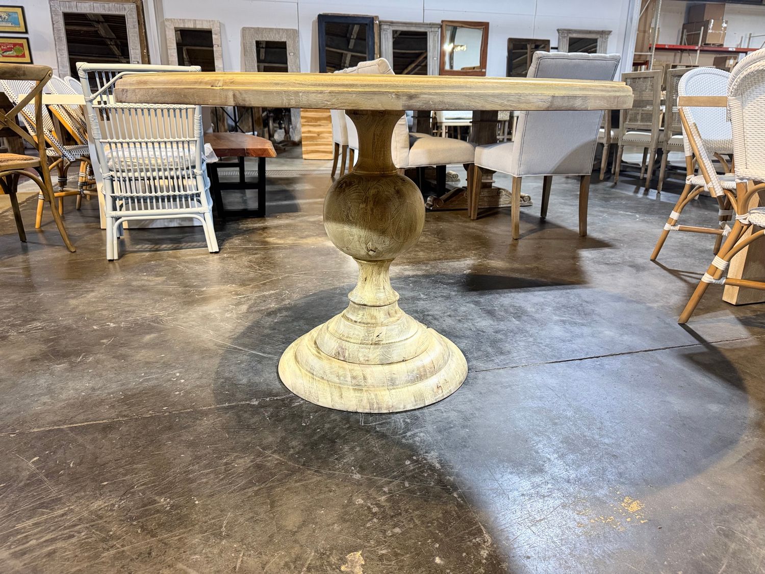 Container Item Mango Round Dining Table 48"Dia 31.5" H Container Item Mango Round Dining Table 48"Dia 31.5" H
