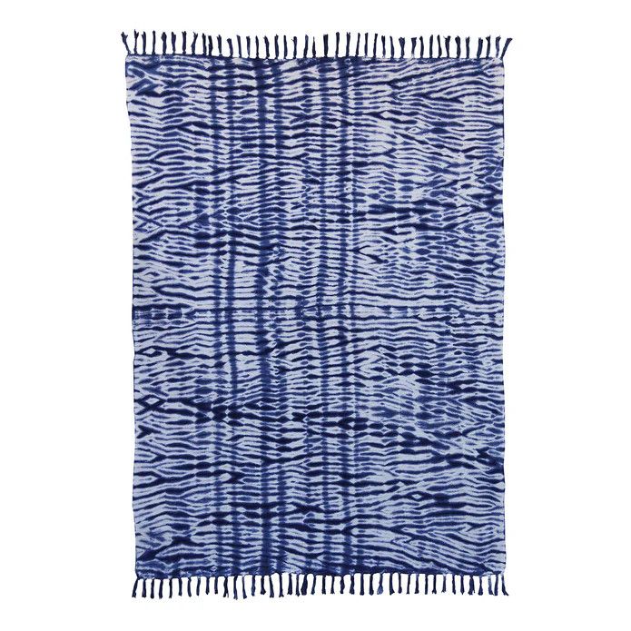 Blue Indigo back ground Style Slub Cotton Throw 51¼" x 67" Blue Indigo back ground Style Slub Cotton Throw 51¼" x 67"