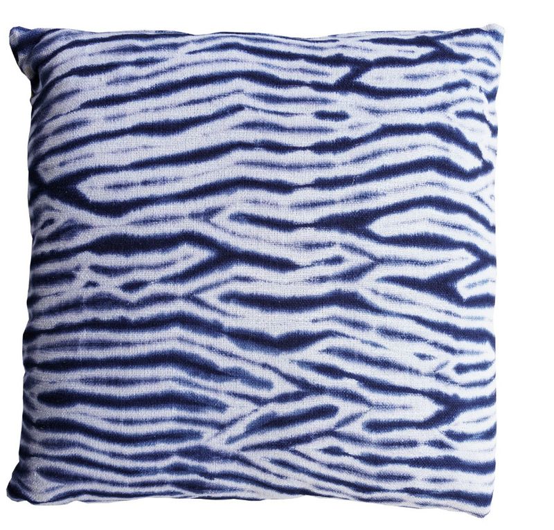 Indigo Shibori Style Slub Cotton Pillow w Zipper 24' x 24"