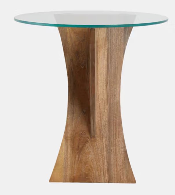 GLASS TOP MANGO X ACCENT TABLE, NATURAL 20 x 20 x 21 GLASS TOP MANGO X ACCENT TABLE, NATURAL 20 x 20 x 21