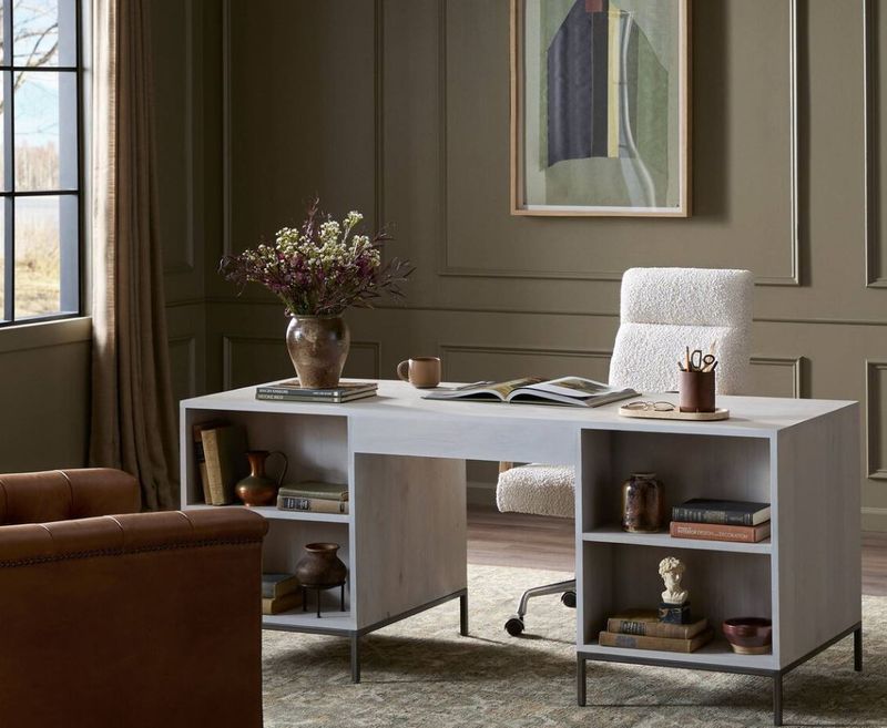 Executive Desk Dove White Finish 70.00"w x 27.00"d x 30.00"h