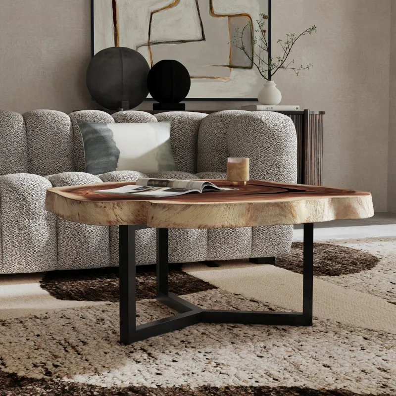 Crystal Live Edge Coffee Table Natural 40”W x 41”D x 18.5”H Crystal Live Edge Coffee Table Natural 40”W x 41”D x 18.5”H